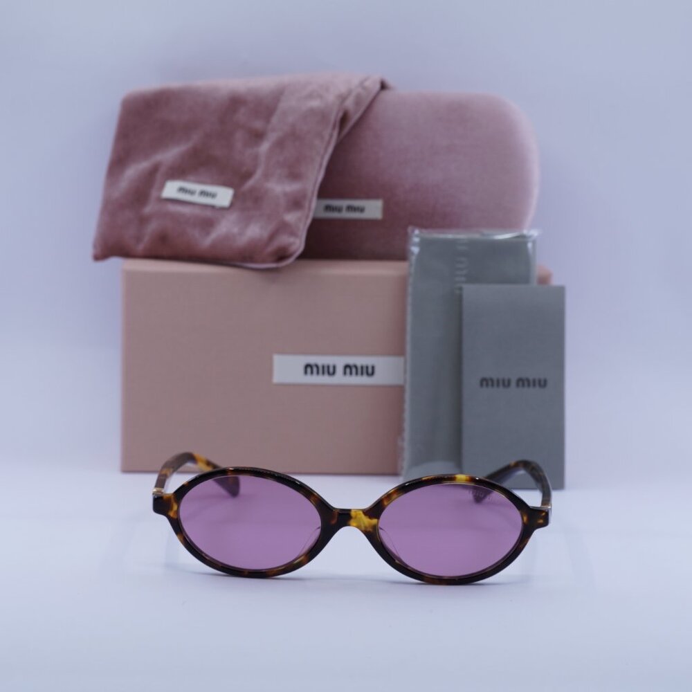 Miu Miu MU04ZSF VAU50D Oval Sunglasses – Honey Havana - Picture 3 of 16